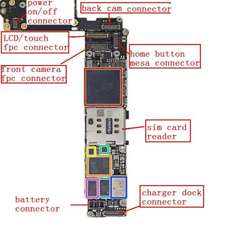 1 50sets/lot Full set FPC connector for iPhone 6S 4.7" LCD